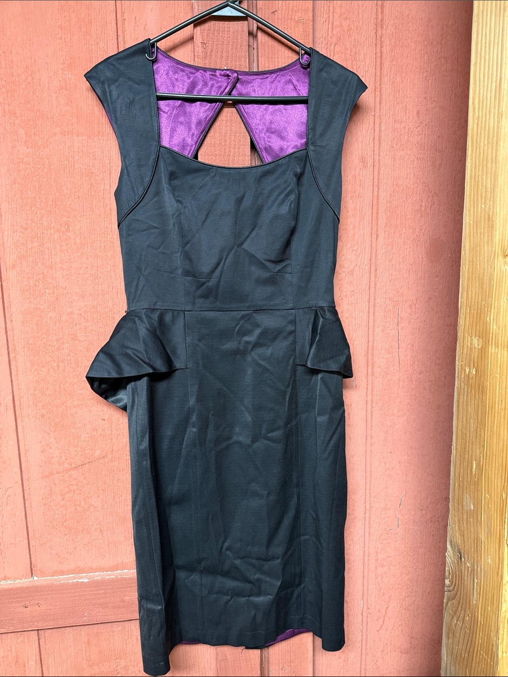 White House Black Market Black Midi Dress with Purple Lining - Picture 2 of 4